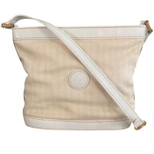 Fendi Beige Canvas & White Leather Crossbody Bag – Comes with COA from Authentic
